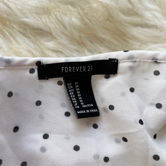 🎉 Sale Forever 21 White Black Polka Dot Long Dress M - Picture 5 of 5